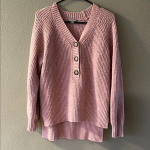 Falls Creek Button Mauve Knit Sweater Size Medium